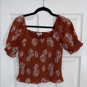 Madewell Puff Sleeve Smocked Blouse ECU Perfect Summer Top Size XS